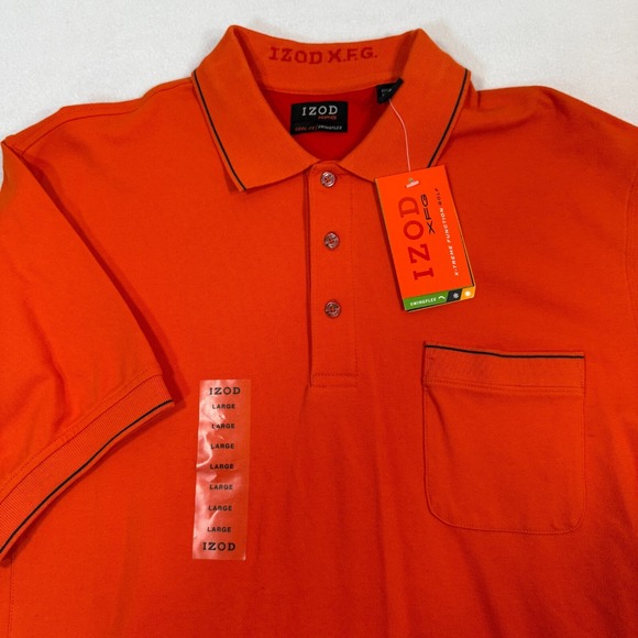 Izod Other - Izod XFG Polo Shirt Men L Orange Cool-FX Stretch Breathable Golf Swingflex NEW